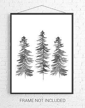 Evergreen Pine Forest Trees Watercolor Wall Art - 11x14 UNFRAMED Abstract Modern Nordic-Look Deco... | Amazon (US)