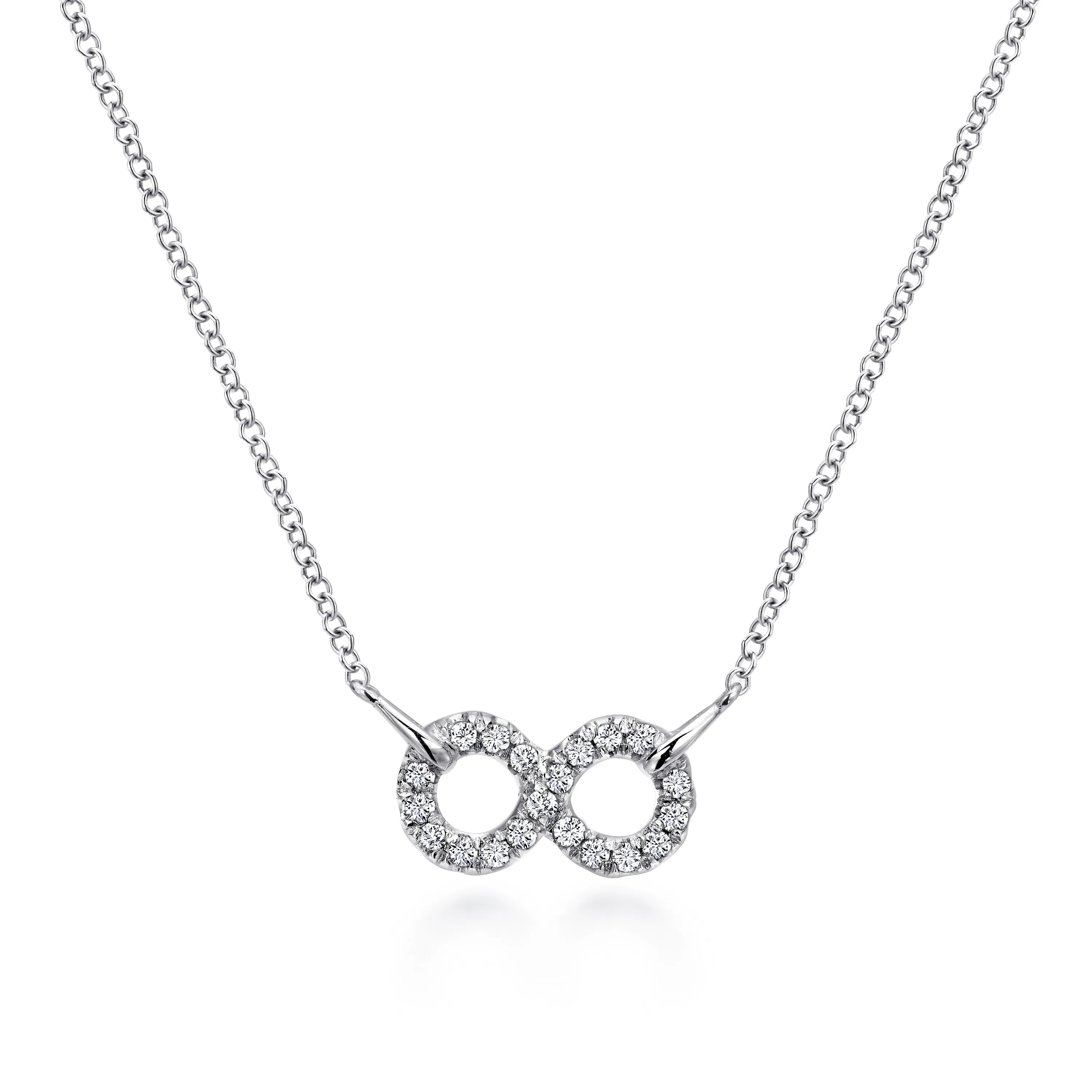925 Sterling Silver White Sapphire Infinity Symbol Pendant Necklace | Gabriel & Co. Fine Jewelry And Bridal