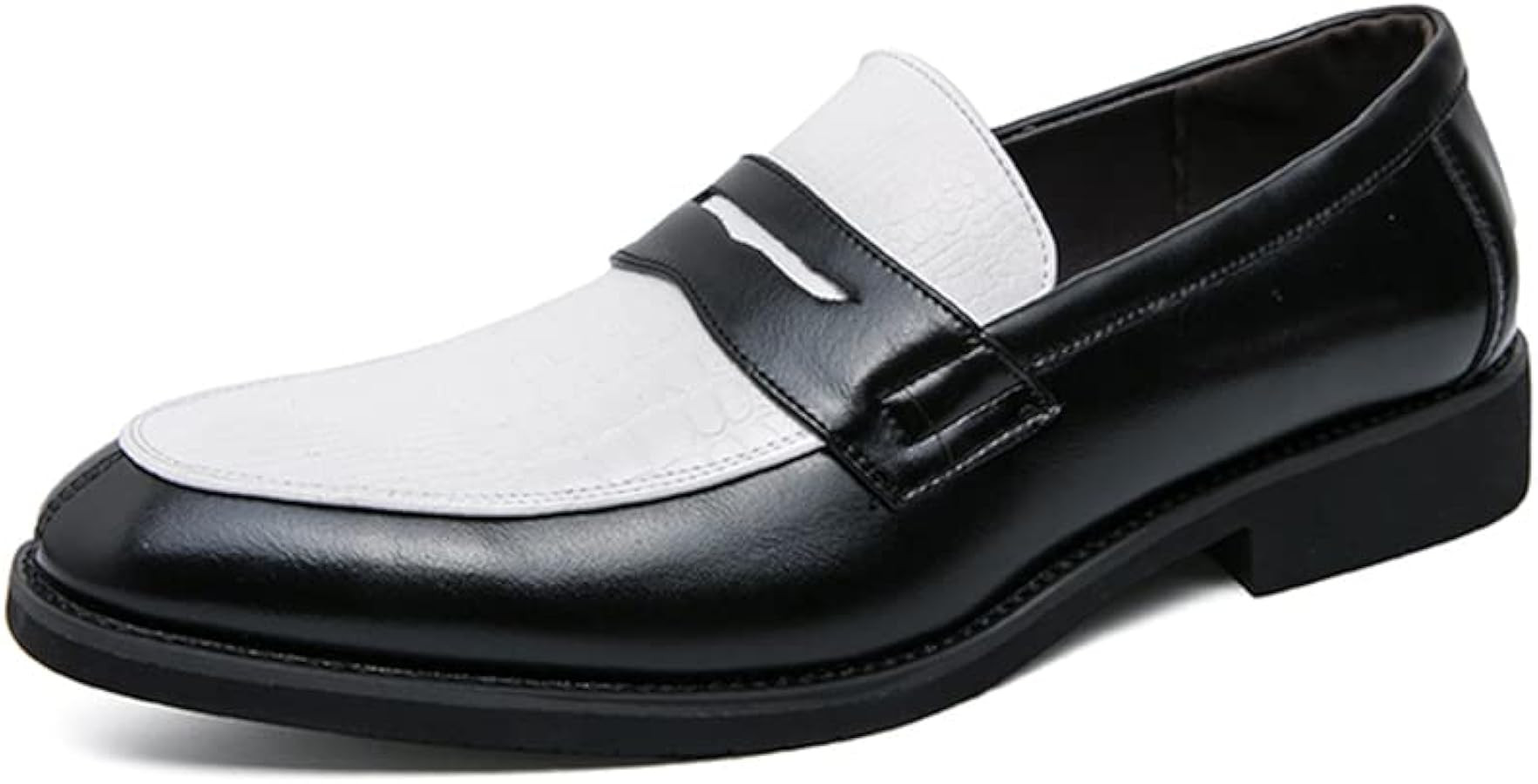 HuitJours Men Two Tone Colors Penny Loafer Slip On Pull on Dress Shoes Casual Boat Shoes Moccasin... | Amazon (US)