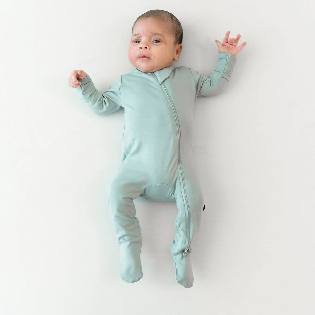 Zippered Footie in Sage | Kyte Baby