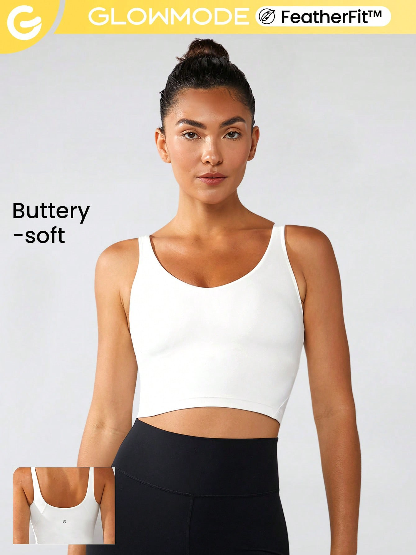 GLOWMODE FeatherFit™ U Back Cropped Active Tank Top Low Impact Yoga Daily | SHEIN