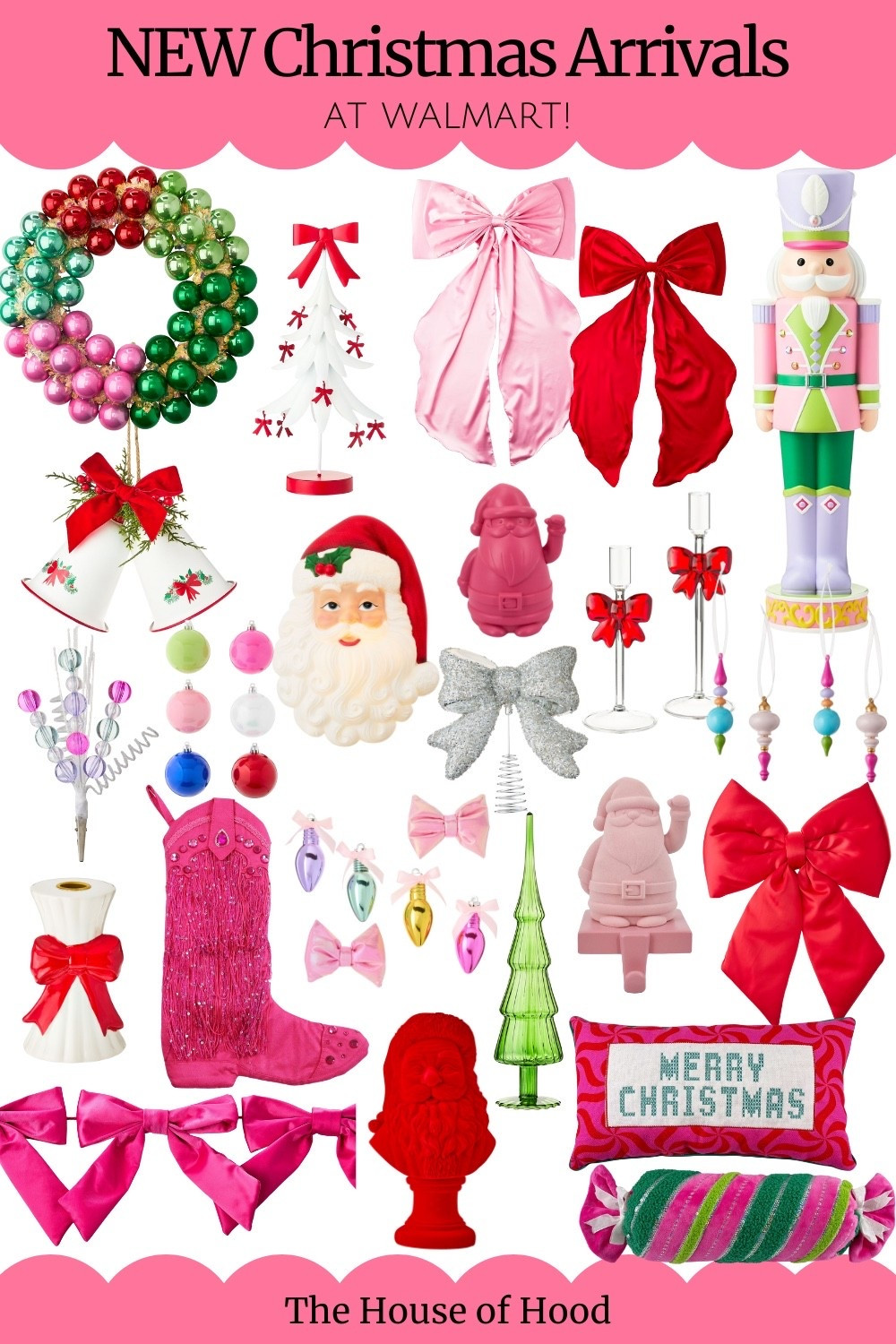 New PINK Christmas home decor favorites from Walmart for Christmas 2025! Bow decor, ornaments, Santa, nutcracker, blow mold 

#LTKHome #LTKSeasonal