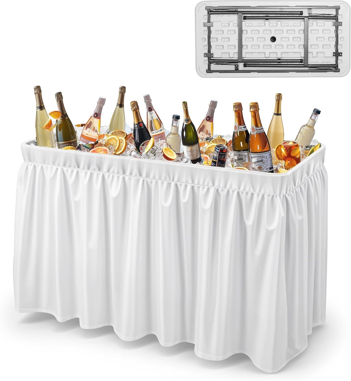 VINGLI 46" Extra Large Party Ice Cooler Folding Table, Portable Tailgate Camp Fishing Cleaning, Plastic with Matching Skirt, Ice Table for Party, BBQ, Camping, Picnic | Amazon (US)