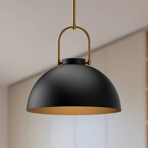 Harper 15 3/4" Wide Matte Black Dome Pendant Light | Lamps Plus