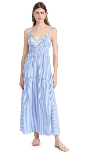 Madewell Women's Stripe Tiered Maxi Dress, Blue/White Stripe, 14 | Amazon (US)