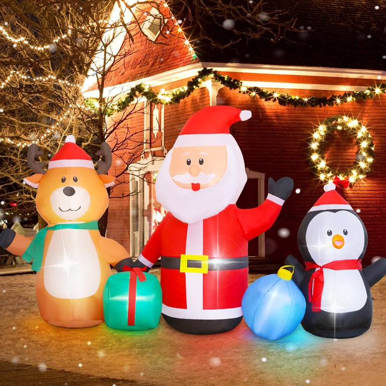 Vrilay 7ft Christmas Inflatable, Santa Elk Penguin Inflatable with LED Lights for Christmas Holid... | Walmart (US)