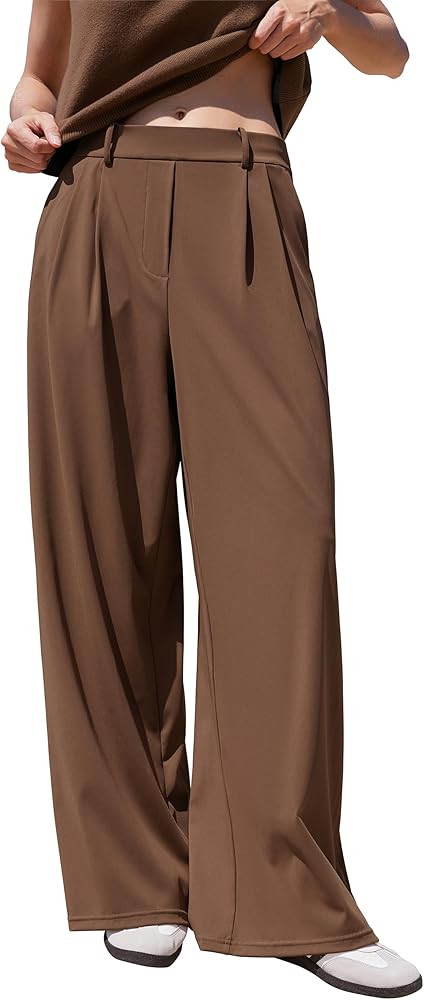 MOOSLOVER Women Wide Leg Dress Pants Stretch Pull On High Waisted Work Pants Business Casual Trou... | Amazon (US)
