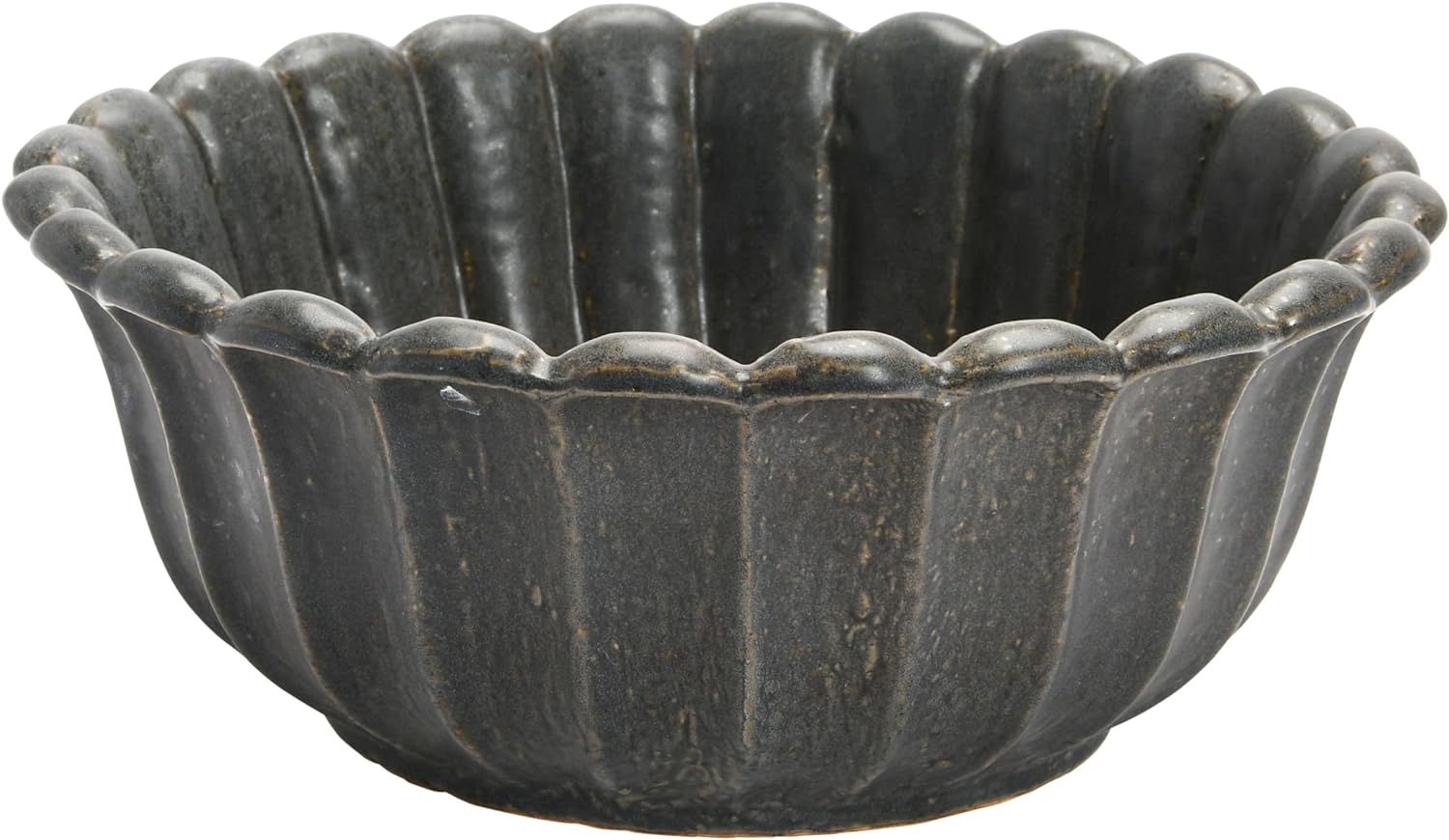 Creative Co-Op Stoneware Flower Shaped Bowl, Matte Black Reactive Glaze, 10''L x 10''W x 4''H | Amazon (US)