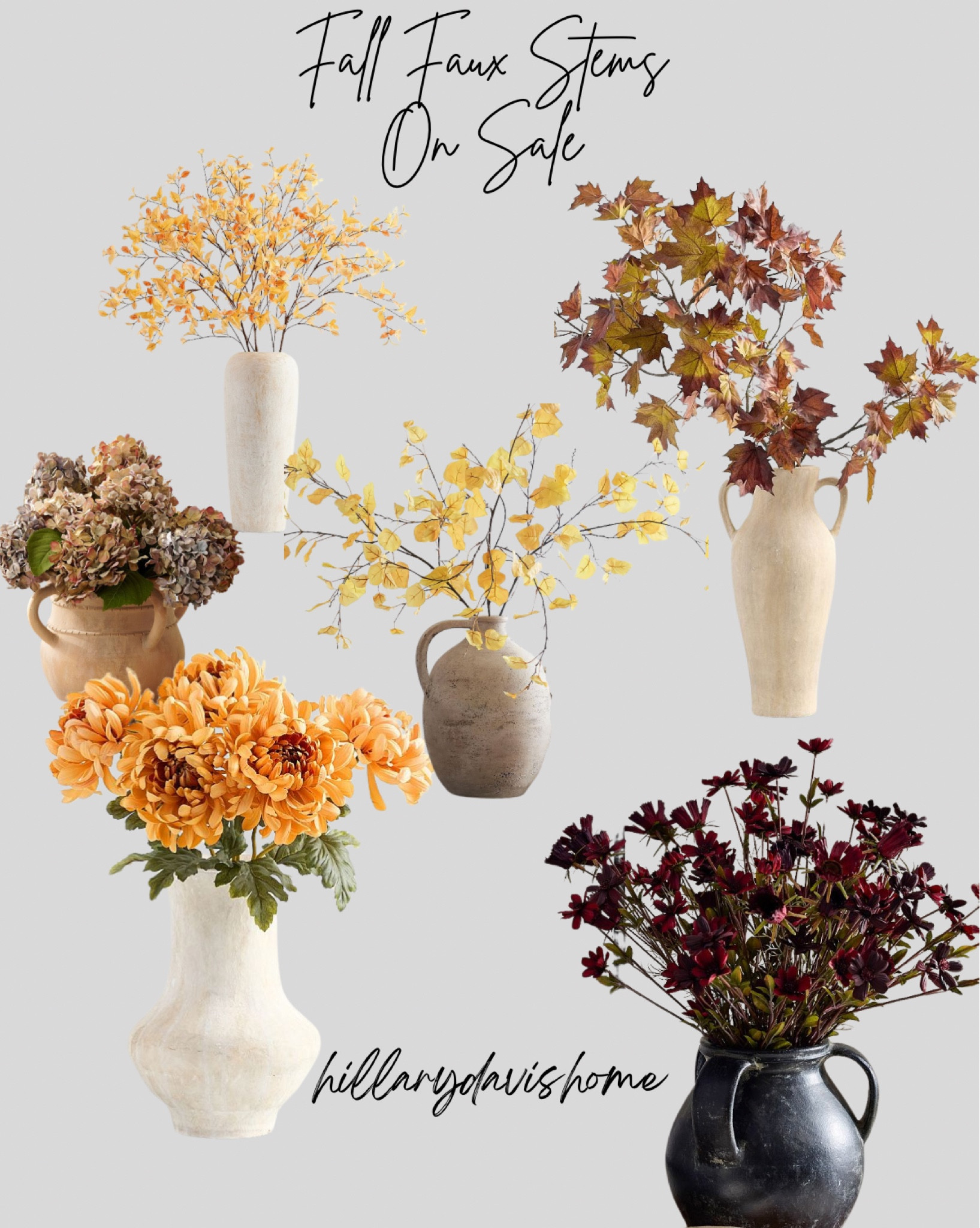 Faux Fall Stems on sale for a limited time! I have the dogwood, maple, aspen and the hydrangea stems and have used them for the last few years. They are timeless and beautiful. I typically use 2 in my vases from pottery barn. These stems are bigger, fuller and high quality, so you can get away with using less. 

Pottery Barn | Pottery Barn Fall | Faux Fall Stems | PB Fall collection | maple leaf stems | dogwood stems | hydrangea stems | mum faux stems | faux cosmos | aspen stems 

#LTKSeasonal #LTKHome #LTKFallSale
