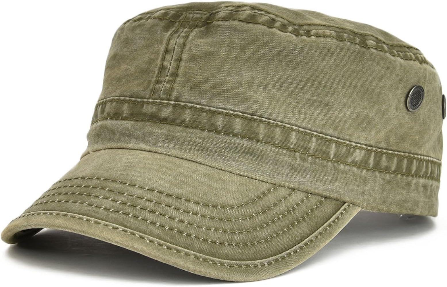 VOBOOM Washed Cotton Military Cadet Army Caps Unique Design Vintage Flat Top Hat | Amazon (US)