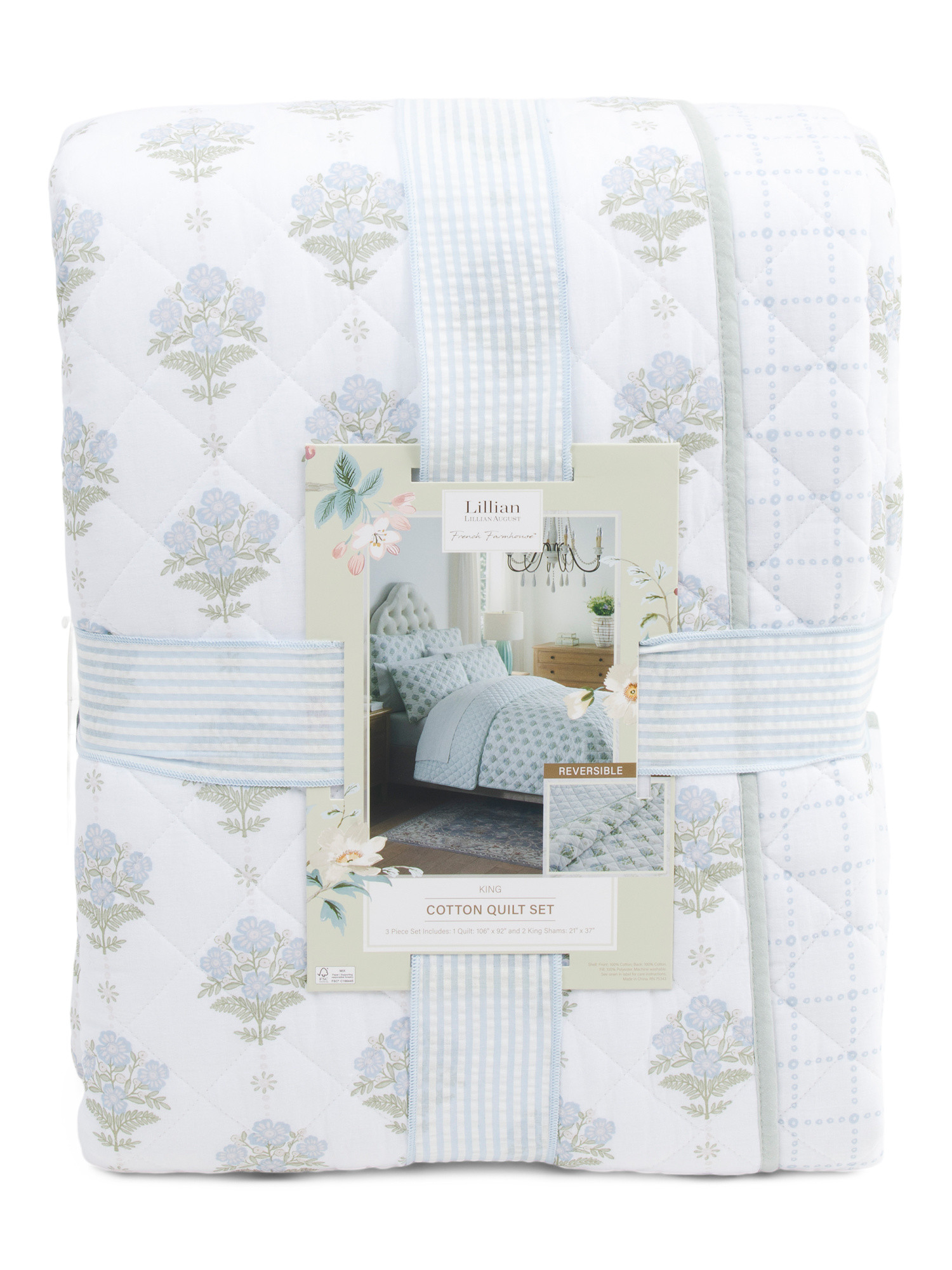Cotton Reversible Block Print Quilt Set | TJ Maxx