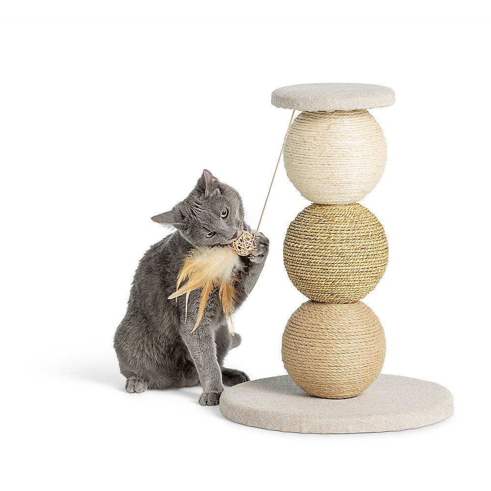Whisker City® 19-in Three Ball Cat Scratching Post, Tan | PetSmart