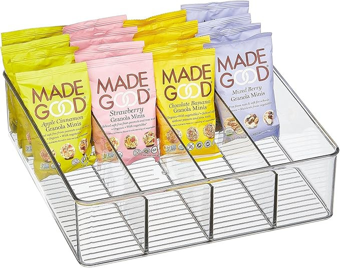 mDesign Plastic Kitchen Pantry Storage Organizer Bin Box - 4 Divided Sections - for Cabinets, She... | Amazon (US)