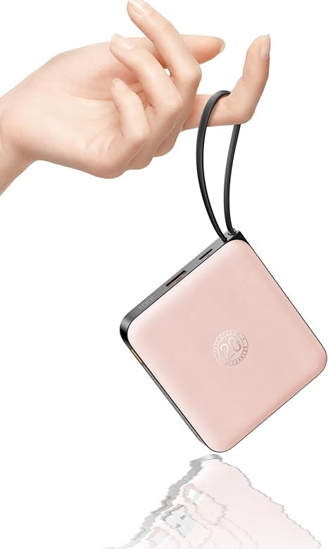 VRURC Portable Charger for iPhone Built-in Cables, 22.5W USB C Fast Charging 10000mAh Pocket Powe... | Amazon (US)