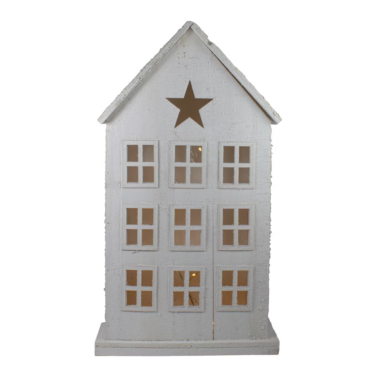 Northlight 30" Snow-Covered Rustic White Wooden House Christmas Tabletop | Target