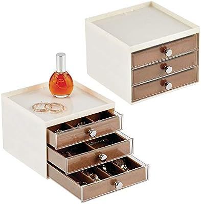 mDesign Plastic Small 3-Drawer Jewelry Organizer Box for Storage on Dresser, Vanity, Countertop -... | Amazon (US)