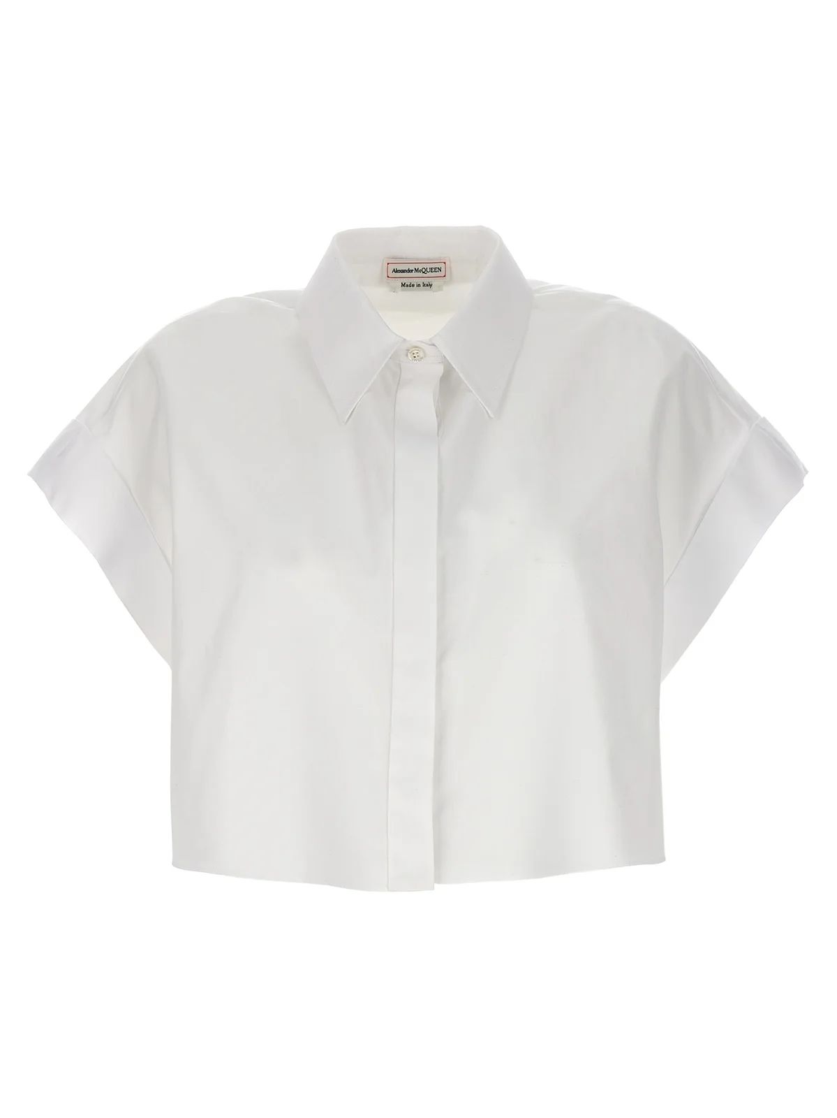 Alexander McQueen Short-Sleeved Cropped Shirt | Cettire Global