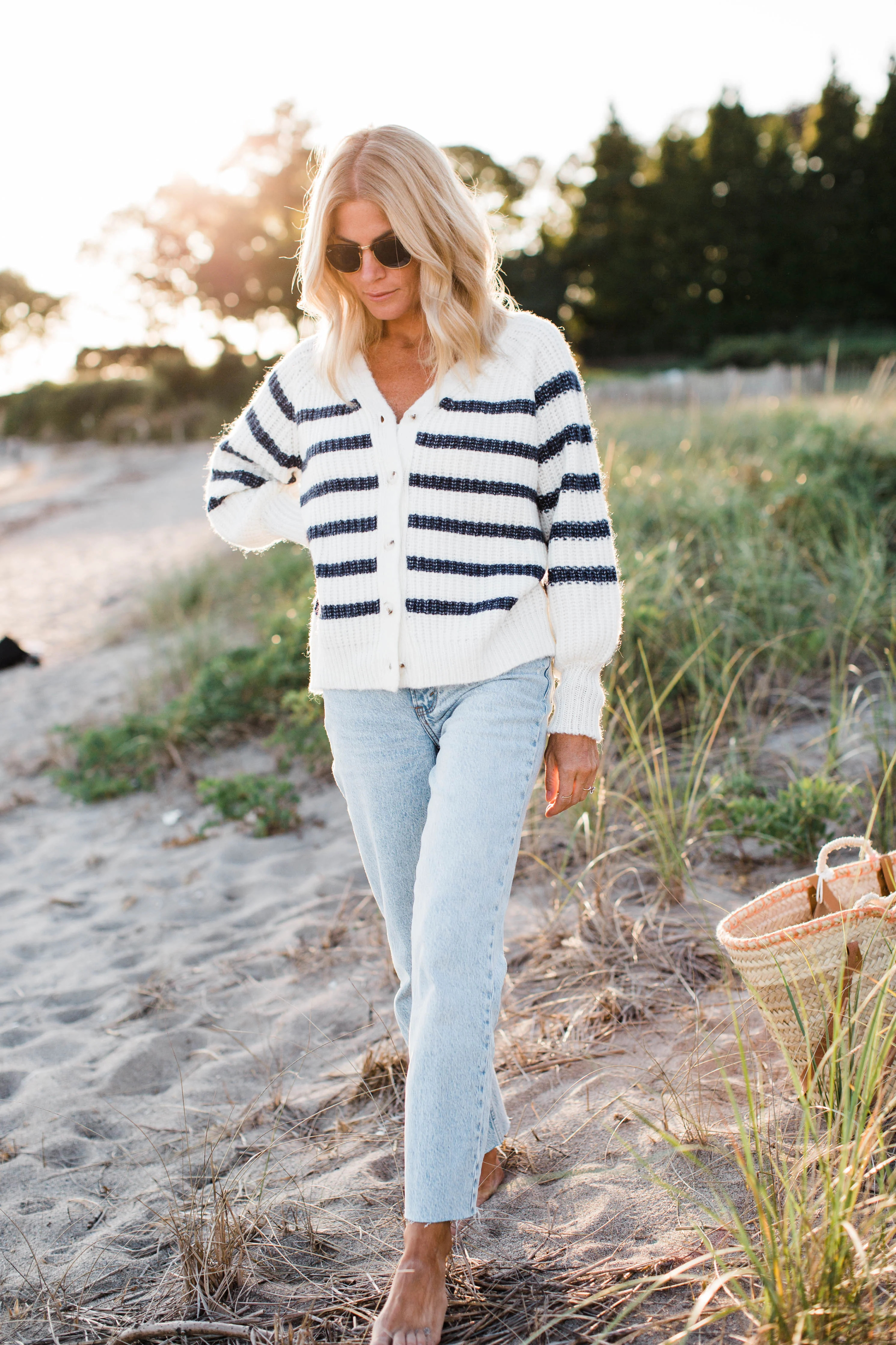 SAILOR STRIPED CARDI Navy | Marea