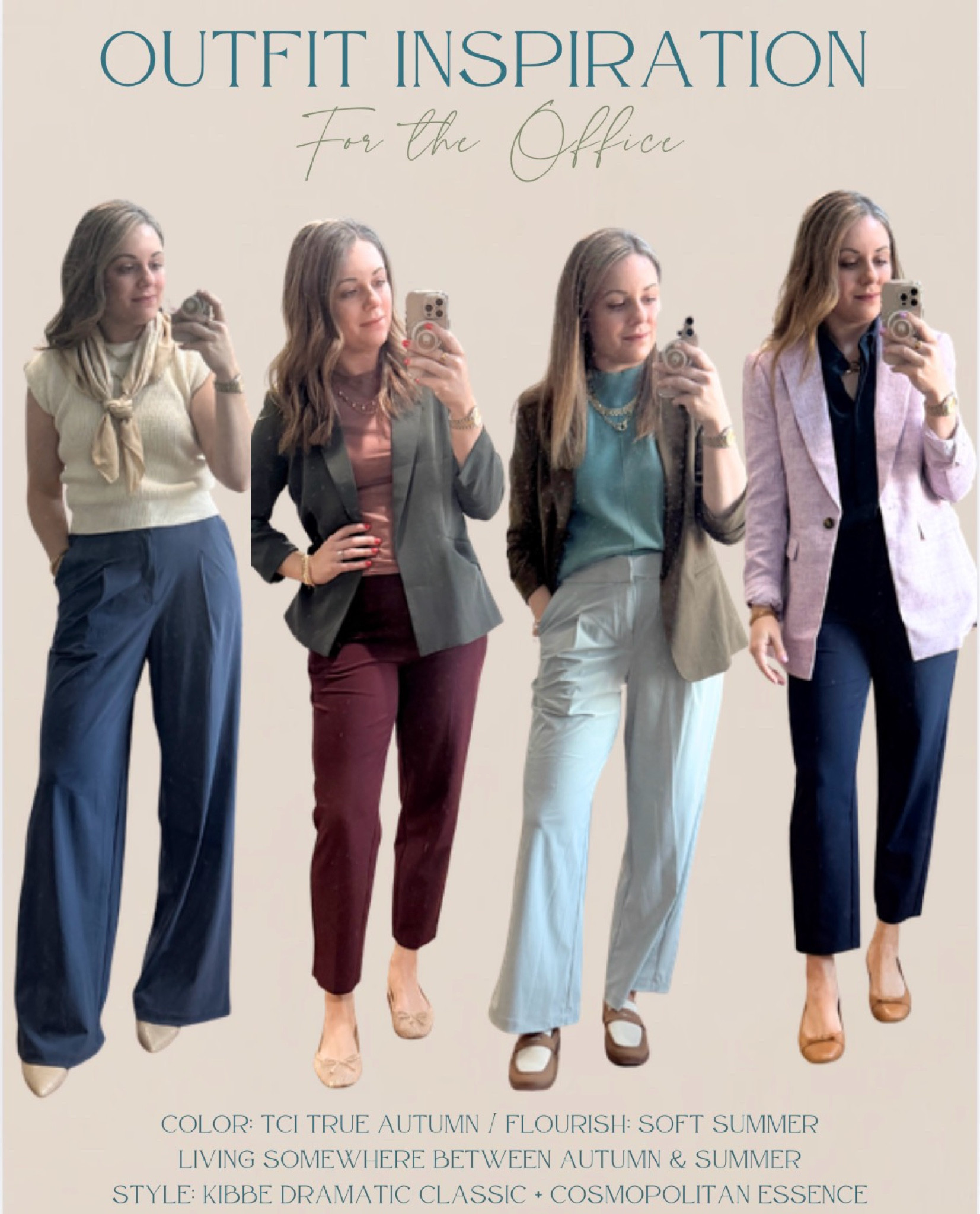 Recent outfits for the office - featuring Athleta Pinnacle trousers and Endless pants.

Pinnacle is colors Celestial and Eden
Endless pants in Garnet and Navy

Currently wearing colors in the summer to Autumn range with more focus on style. These were a few I like that feel into the softer seasons

Soft Summer / Soft Autumnn

#LTKootd #LTKmomlife #LTKgrwm
