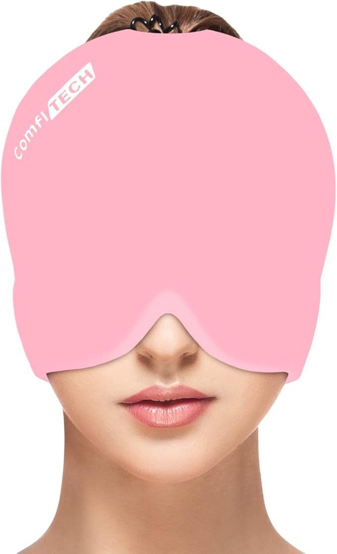 ComfiTECH Head Ice Pack Wrap Cold Cap Cooling Gel Hat Cold Compress for Head (Pink) | Amazon (US)