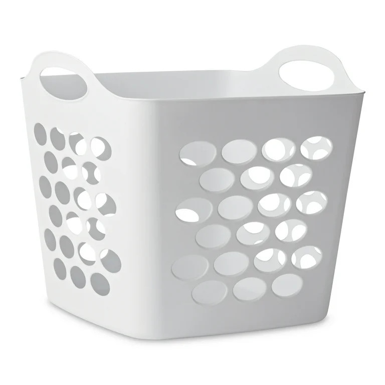 Mainstays Square Flexible Laundry Hamper with Handles, White Plastic | Walmart (US)