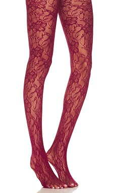petit moments Lace Tights in Burgundy from Revolve.com | Revolve Clothing (Global)