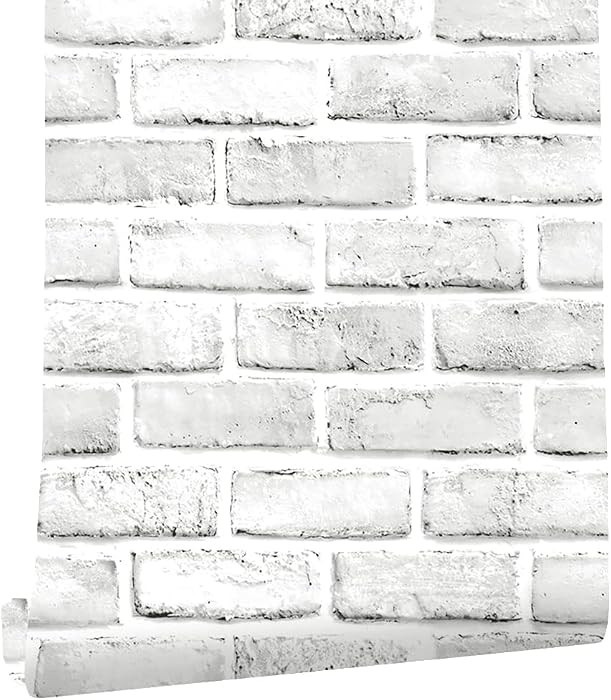Cohoo Home White Brick Wallpaper Peel and Stick Contact Paper Faux 512\u201d\u00d718\u201d | Amazon (US)