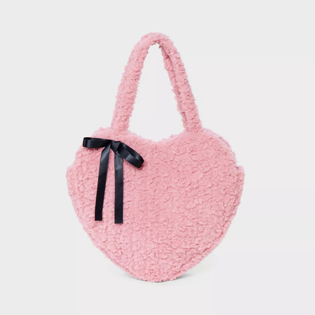 Girls' Faux Shearling with Bow Oversized Heart Tote Bag - art class™ Pink | Target