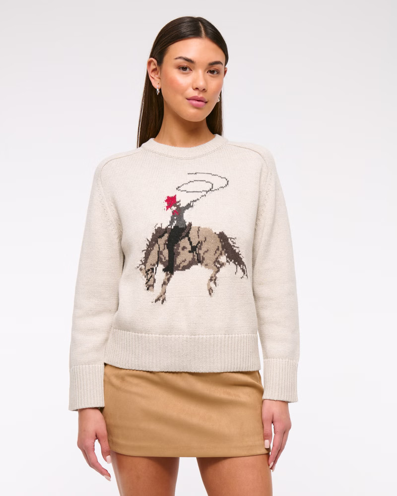 Women's The A&F Madeline Dog Crew Sweater | Women's Tops | Abercrombie.com | Abercrombie & Fitch (US)