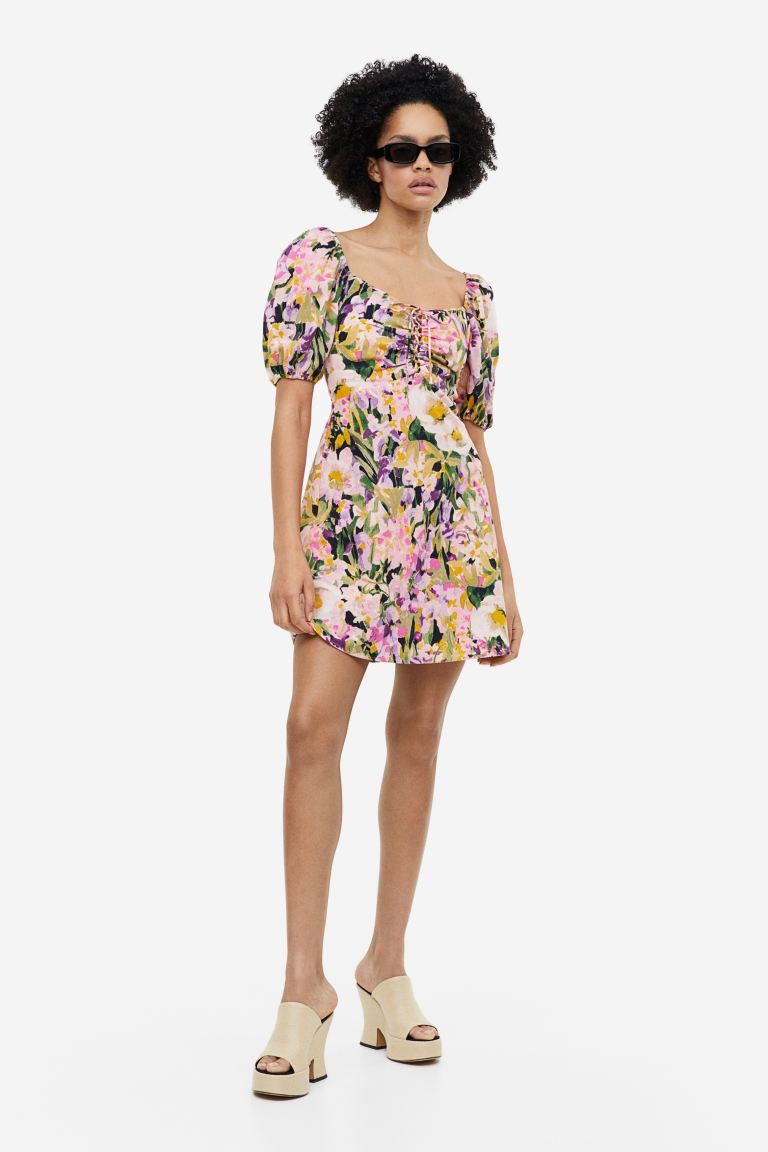 Puff-sleeved Dress with Lacing | H&M (US)