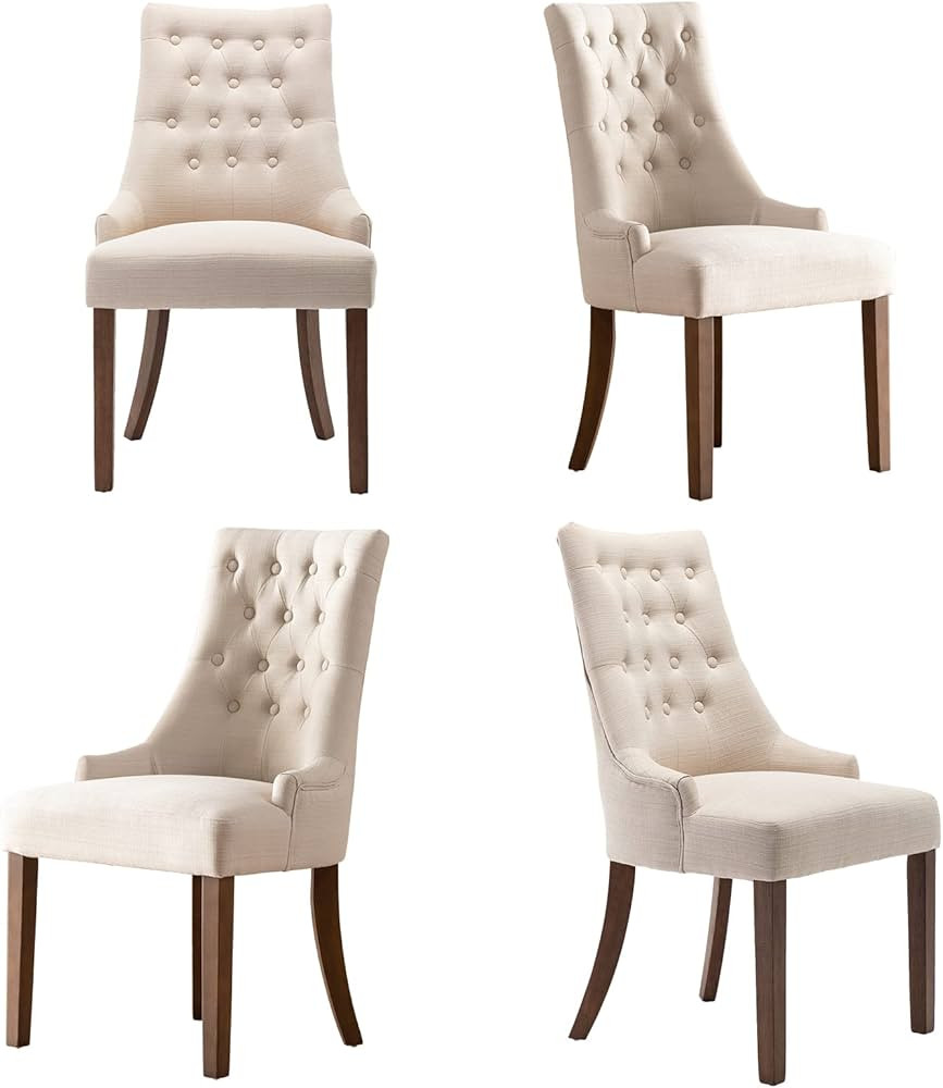 COLAMY Wingback Upholstered Dining Chairs Set of 4, Fabric Side Dining Room Chairs with Tufted Bu... | Amazon (US)