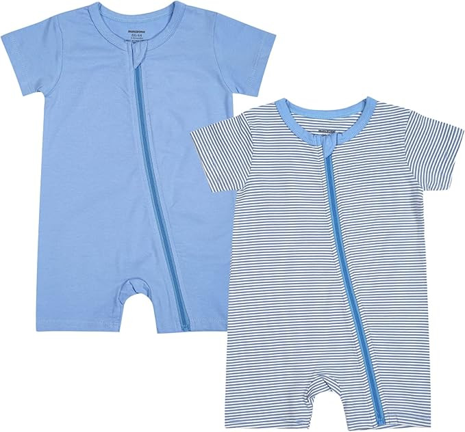 Teach Leanbh Baby Boys or Girls 2 Pack Pajamas Cotton Short Sleeve Zipper Romper Jumpsuits Sleep ... | Amazon (US)