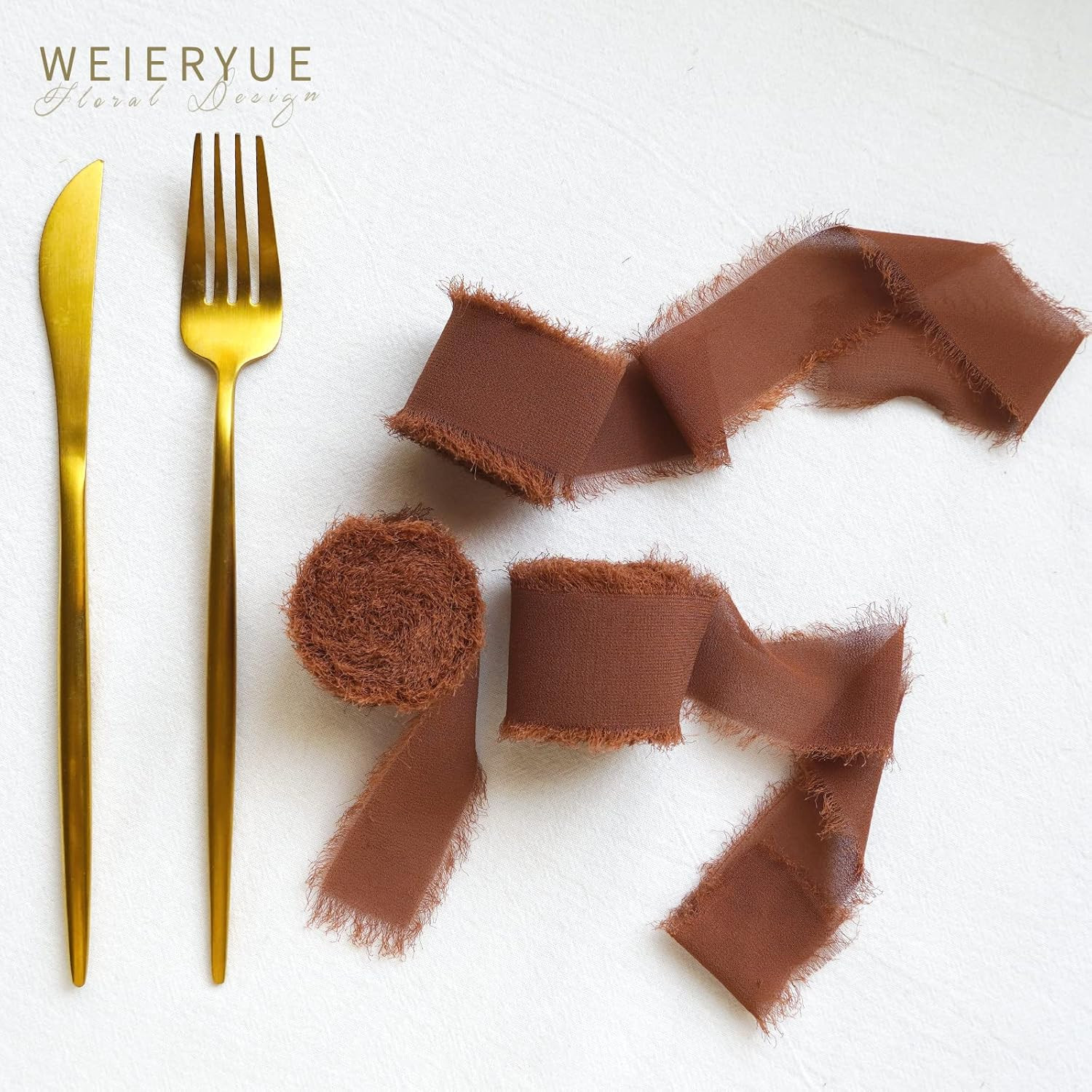 WEIERYUE 1.5" x 7 Yards Set of 3 Rolls Chiffon Tassel Ribbon Handmade Chiffon Ribbon Silky Frayed... | Amazon (US)