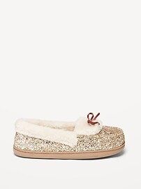 Cozy Faux-Fur Lined Glitter Moccasin Slippers for Women | Old Navy (US)