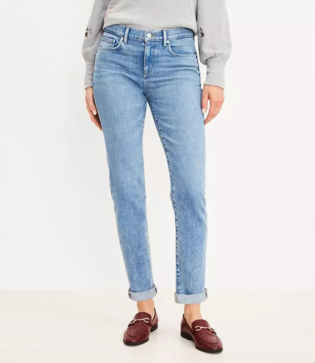 Super Soft Girlfriend Jeans in Pure Light Indigo Wash | LOFT