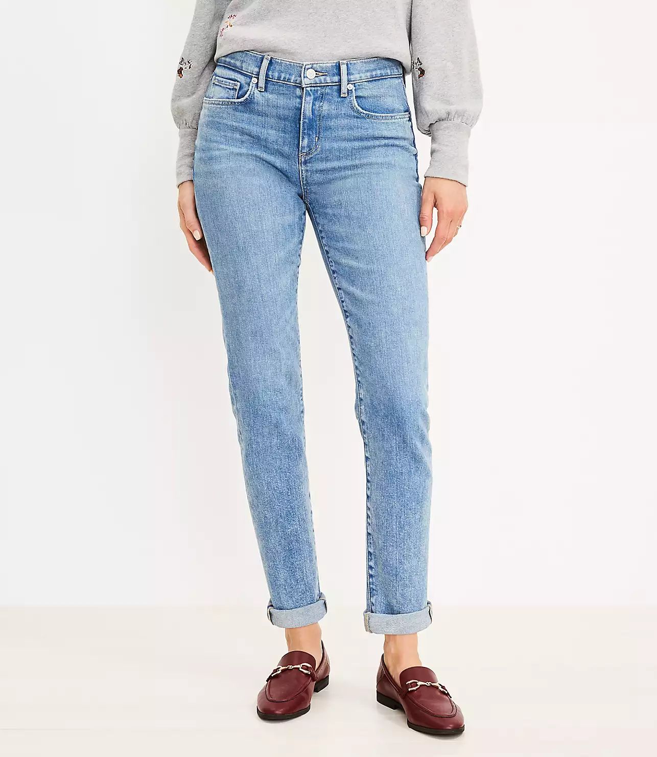 Super Soft Girlfriend Jeans in Pure Light Indigo Wash | LOFT