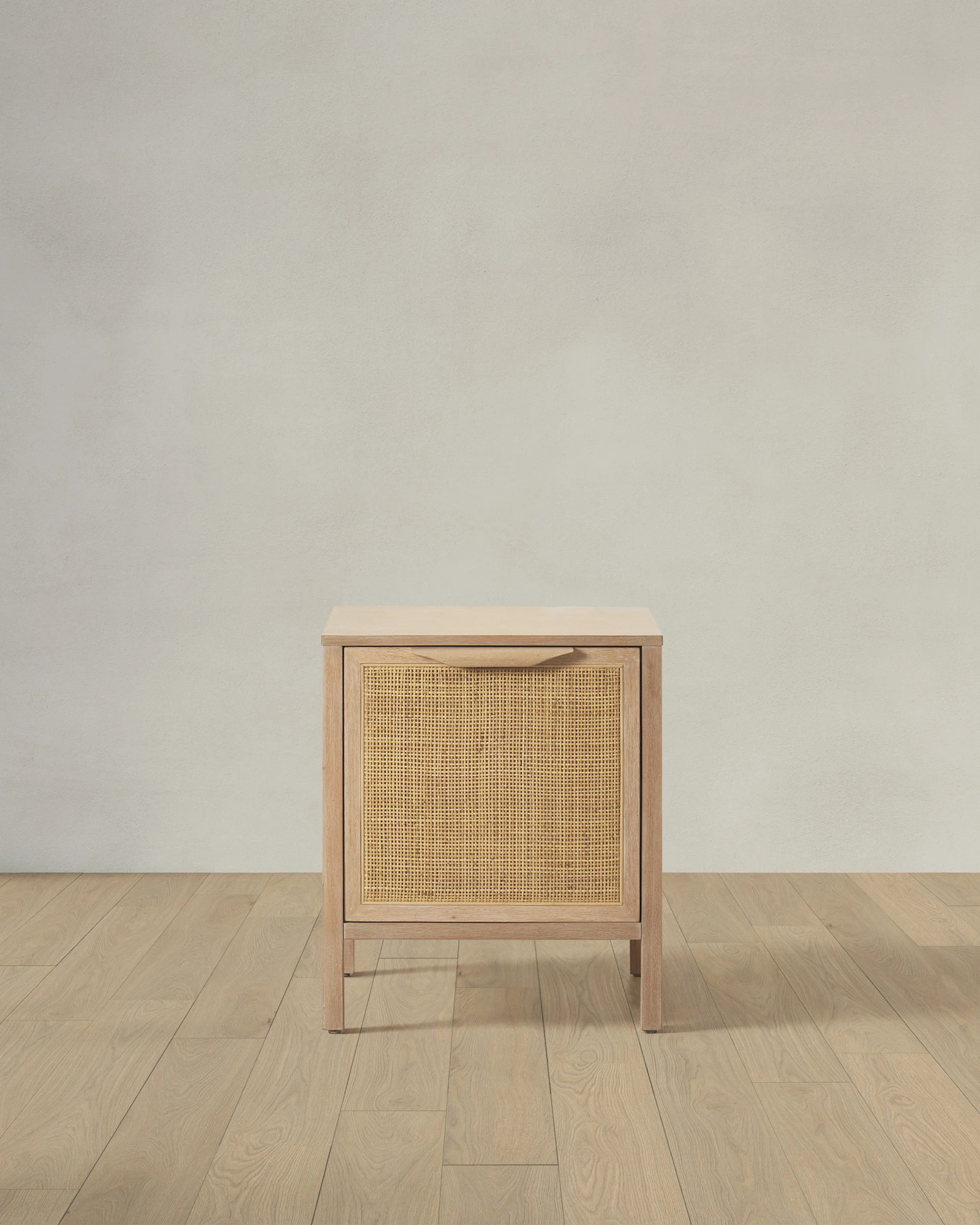 Solid Wood and Natural Rattan 1-Door Nightstand | Quince