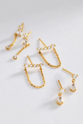 Delicate Crystal Earrings, Set of 3 | Anthropologie (US)