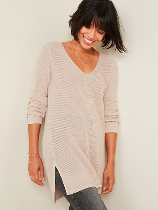 Textured V-Neck Sweater Tunic for Women | Old Navy (CA)