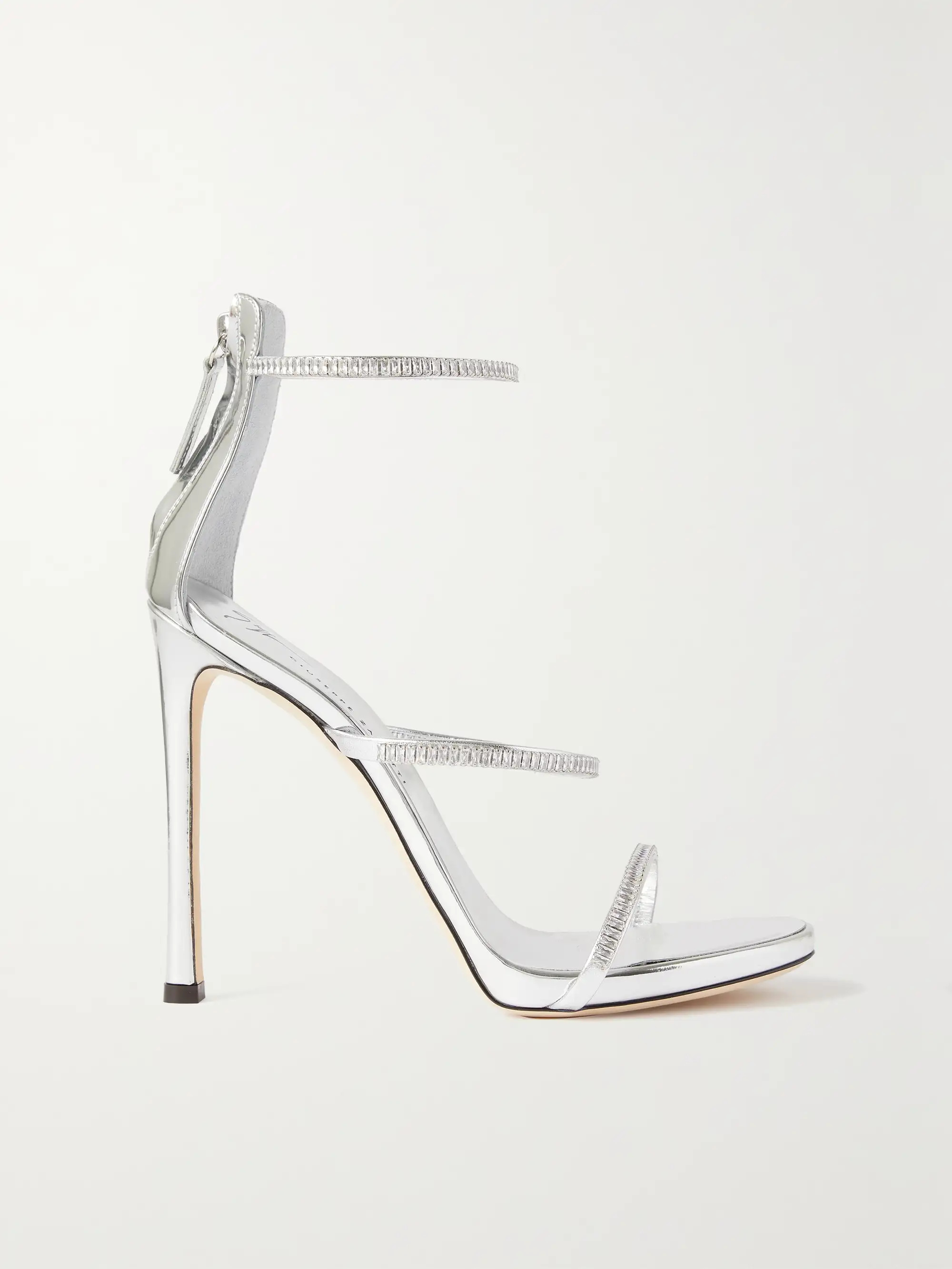 South crystal-embellished mirrored-leather sandals | NET-A-PORTER (US)