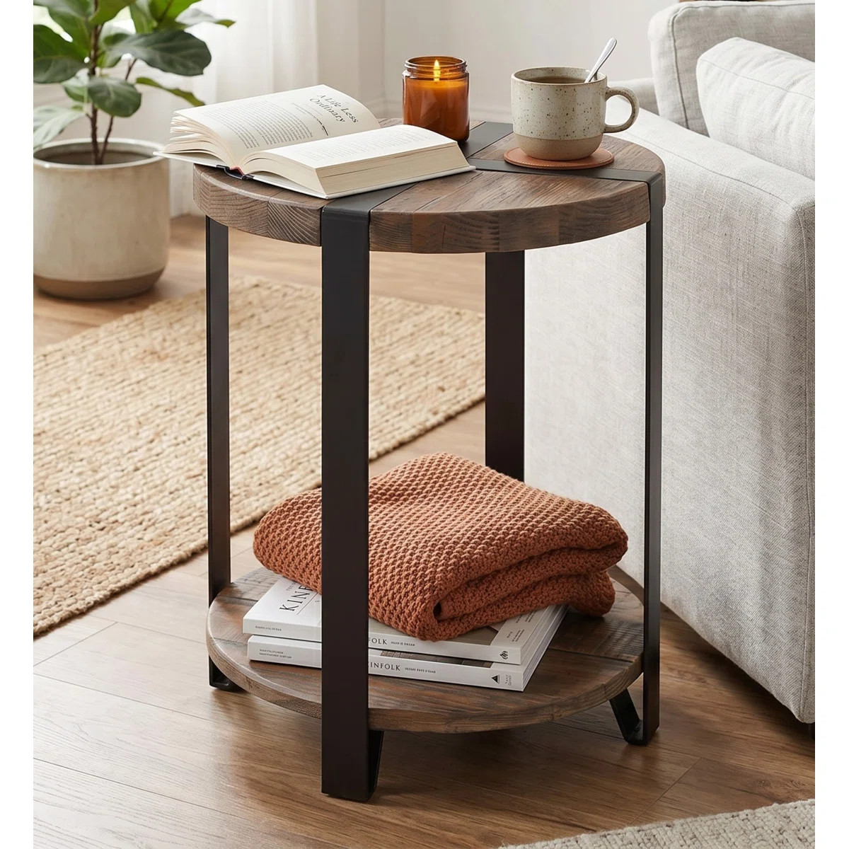 Modesto Round End Table with Shelf | Wayfair North America
