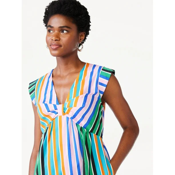 Scoop Women's Knot Front Midi Dress | Walmart (US)