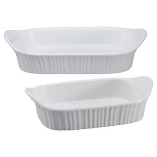 Corningware French White 2-Piece Ceramic Bakeware Set 1115855 | The Home Depot