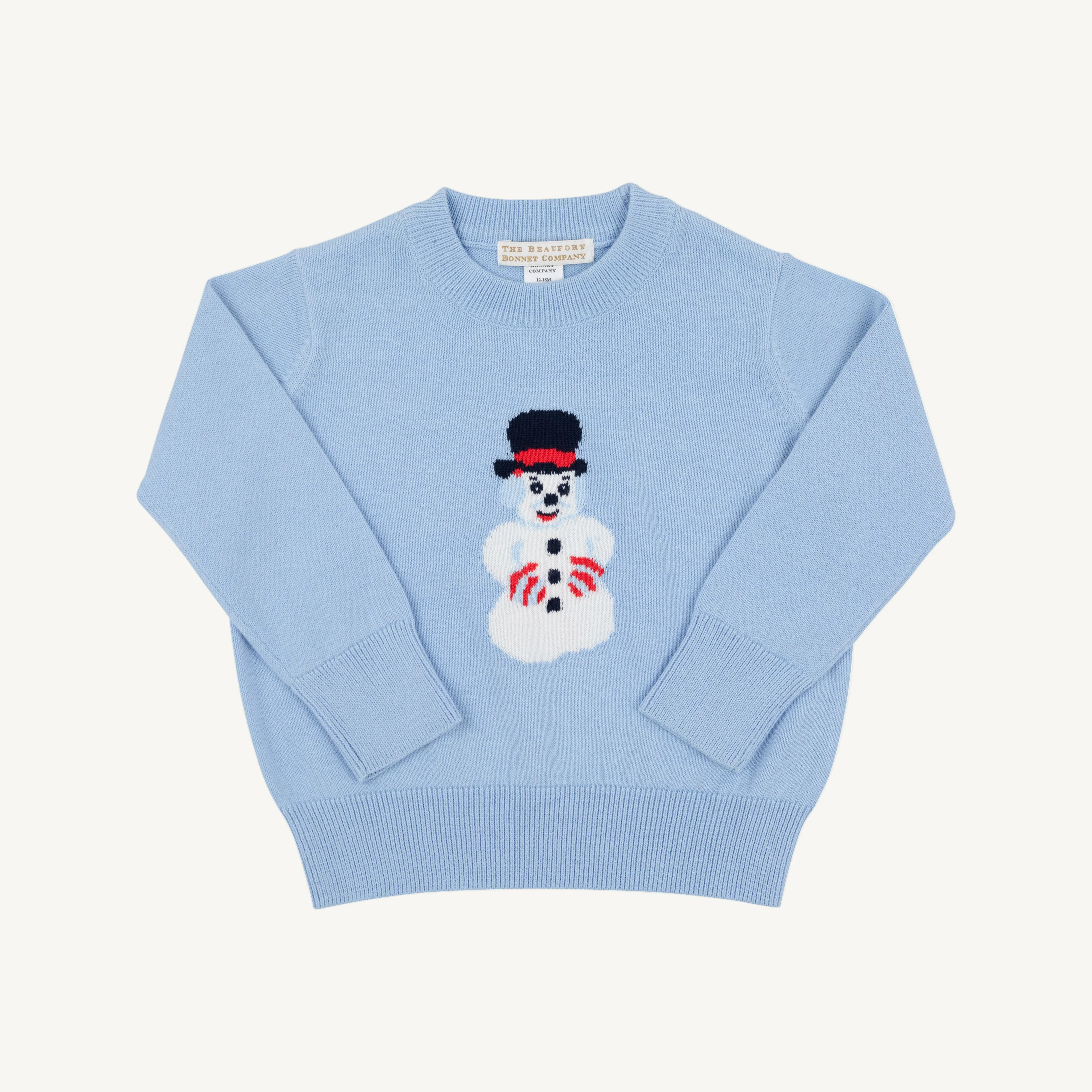 Isaac's Intarsia Sweater - Beale Street Blue with Snowman Intarsia | The Beaufort Bonnet Company