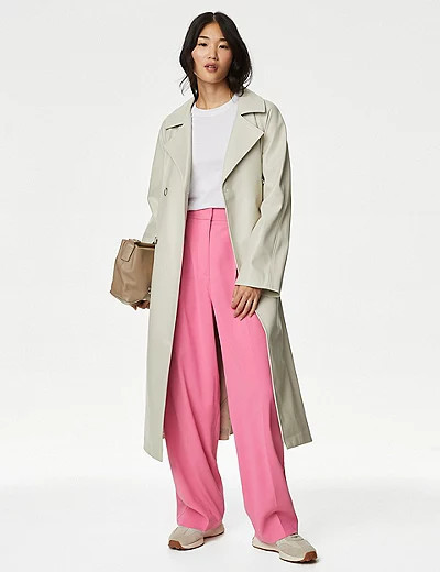 Crepe Pleat Front Straight Leg Trousers | Marks & Spencer (UK)