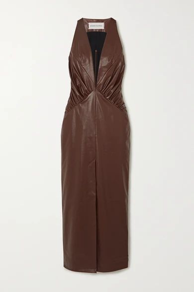 Faux leather midi dress | NET-A-PORTER (US)