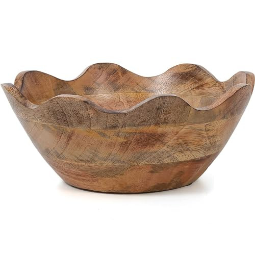 Mela Artisans Wooden Scalloped Bowl - Medium | Ruffle Decorative Style | Rustic Kitchen Decor | M... | Amazon (US)