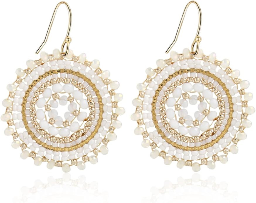 Colorful Summer Beaded Earrings For Women Crystals Glass Bead Dangle Drop Bohemia Earrings Statem... | Amazon (US)