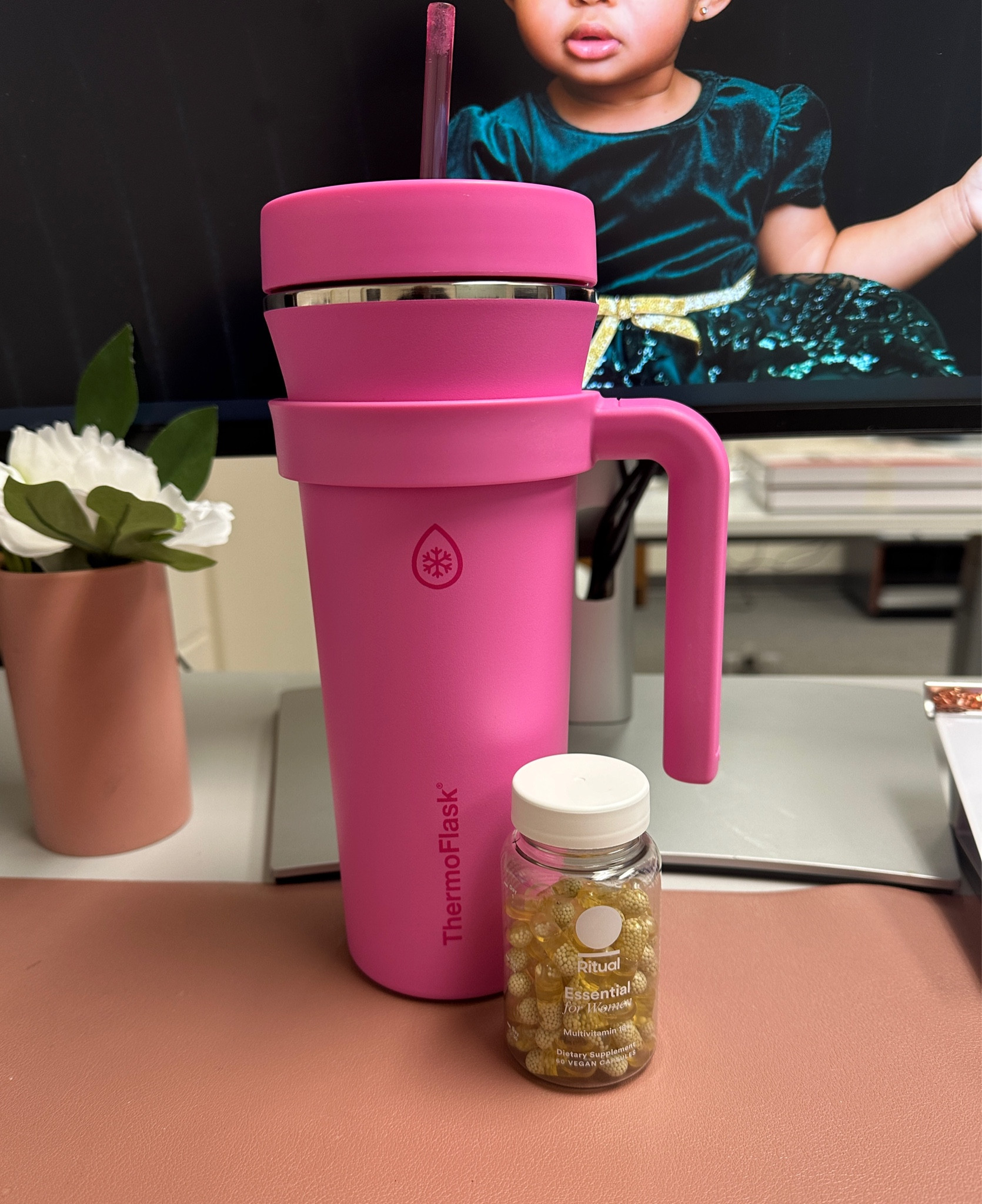 If it’s one thing aim going to do, it’s stay hydrated and take my daily vitamins - well I guess that’s technically two things.  I found these cute insulated tumblers to keep my water chilled throughout the day.  I grabbed the double pack with orange and pink.   
Ritual Essentials are my go to daily vitamins.  They have traceable ingredients, non gmo, vegan and no artificial colorants.  I started my Ritual journey with the Prenatal vitamin when I was pregnant with my daughter.  And then Postnatal while breastfeeding.  Since then I have been hooked. 

#LTKover40 #LTKfindsunder50 #LTKfitness