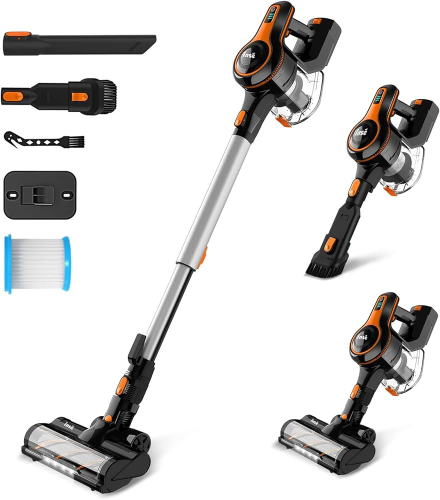 INSE 25Kpa Cordless Vacuum Cleaner, 300W Powerful Stick Vacuum, 6-in-1 Rechargeable Cordless Vacu... | Amazon (US)